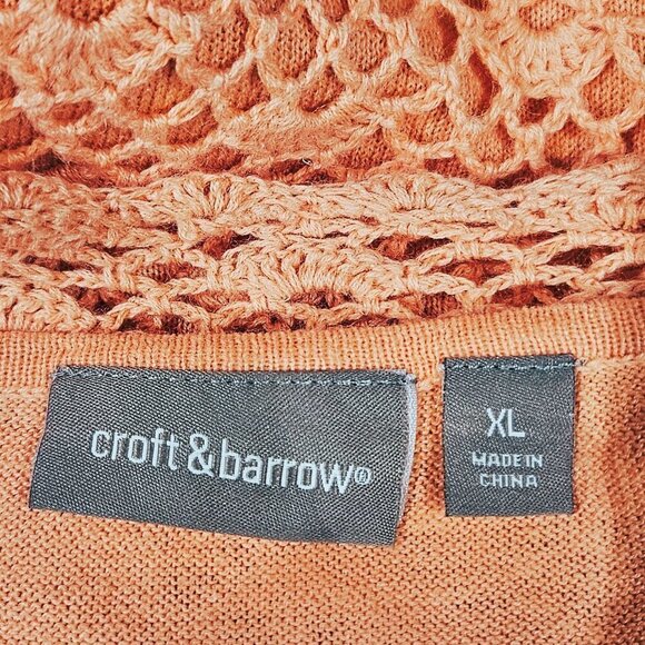 Croft & Barrow Peach Crocheted Layered Top - XL - Picture 7 of 8